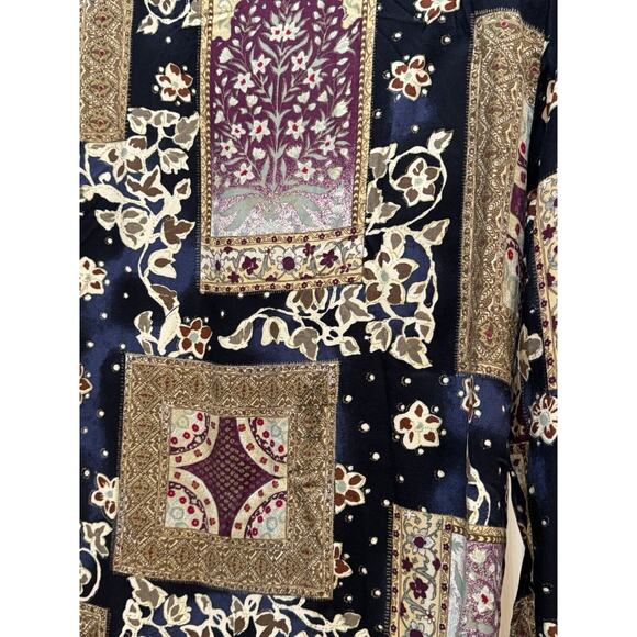 Blair Boutique Button Jacket Long Sleeve Maroon Green Geometric Design SZ 18 - Picture 4 of 8